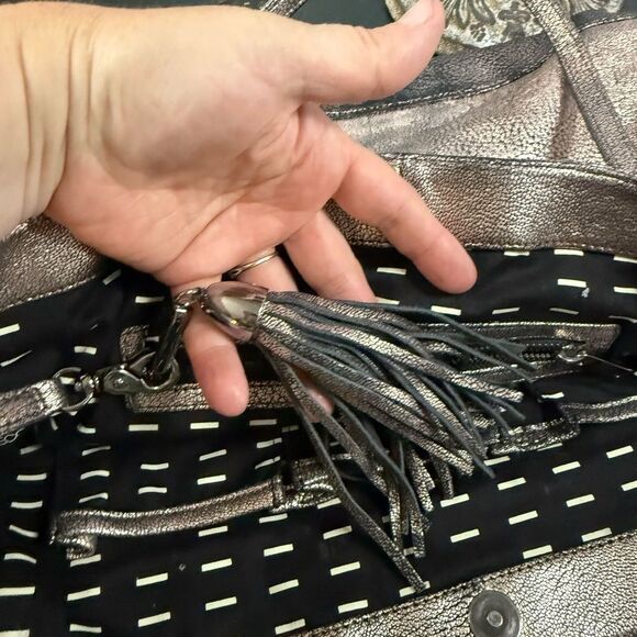 Rebecca Minkoff Leather Metallic Studded Tote Handbag RARE! - Picture 8 of 10